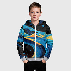 Толстовка на молнии детская Синяя волна из красок, цвет: 3D-меланж — фото 2