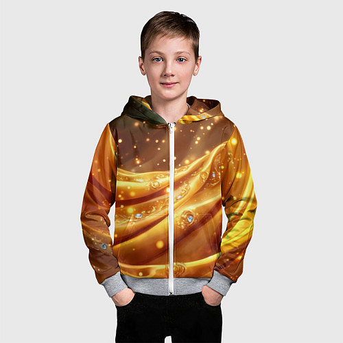 Детская толстовка на молнии Золотая ткань с блестками / 3D-Меланж – фото 3