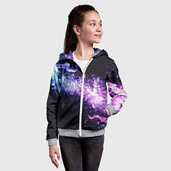 Толстовка на молнии детская Фиолетово-синяя абстрактная волна, цвет: 3D-меланж — фото 2