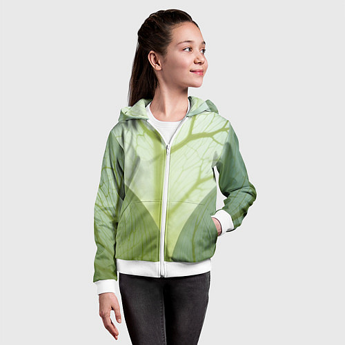 Детская толстовка на молнии Макро съемка листа / 3D-Белый – фото 4