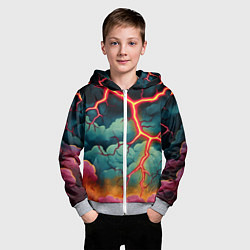 Толстовка на молнии детская Молнии в виде разлома, цвет: 3D-меланж — фото 2
