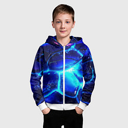 Толстовка на молнии детская Синие плиты лед, цвет: 3D-белый — фото 2