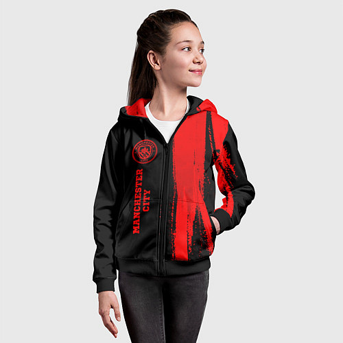 Детская толстовка на молнии Manchester City - red gradient по-вертикали / 3D-Черный – фото 4