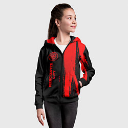 Толстовка на молнии детская Manchester City - red gradient по-вертикали, цвет: 3D-черный — фото 2