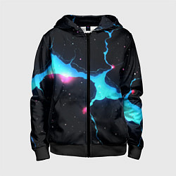 Детская толстовка на молнии Голубой разлом в черной текстуре