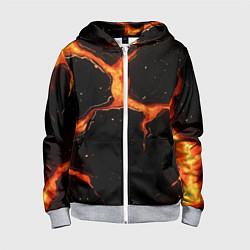 Детская толстовка на молнии Оранжевый разлом на черной текстуре