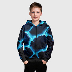 Толстовка на молнии детская Голубая потертая текстура с разломом, цвет: 3D-черный — фото 2