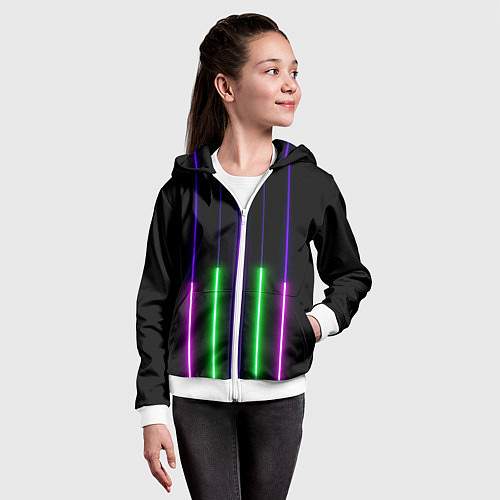 Детская толстовка на молнии Color Purple green pink / 3D-Белый – фото 4