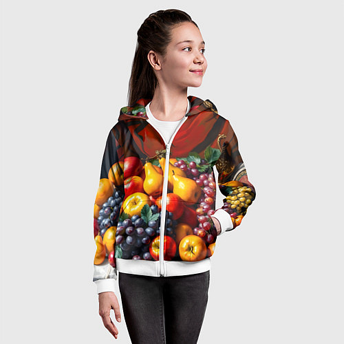 Детская толстовка на молнии Фруктовый натюрморт / 3D-Белый – фото 4