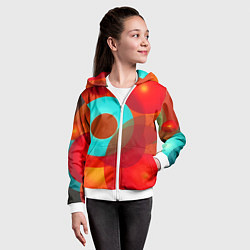 Толстовка на молнии детская Оптическая абстракция с кругами, цвет: 3D-белый — фото 2