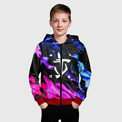 Толстовка на молнии детская Doom flame neon, цвет: 3D-красный — фото 2