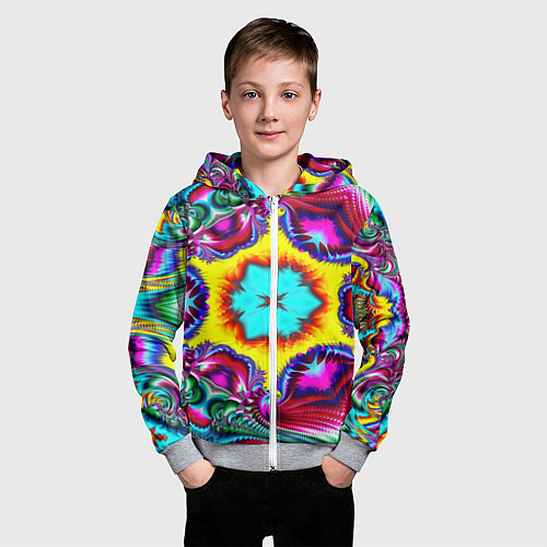 Детская толстовка на молнии Абстракция узор фракталы / 3D-Меланж – фото 3