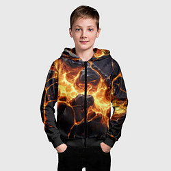 Толстовка на молнии детская Золотая лава текстура, цвет: 3D-черный — фото 2