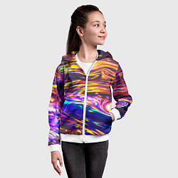 Толстовка на молнии детская Неоновые полосы текстура, цвет: 3D-белый — фото 2