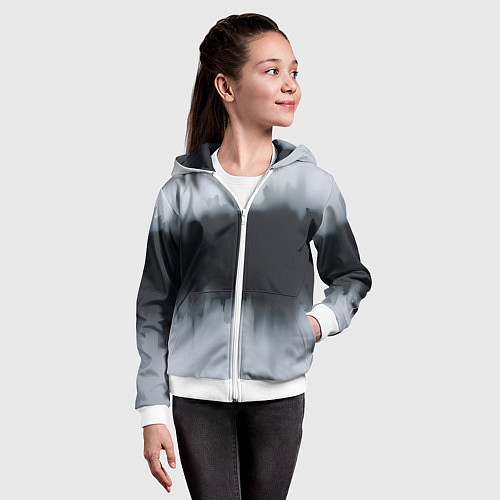 Детская толстовка на молнии Разводы черной краски / 3D-Белый – фото 4