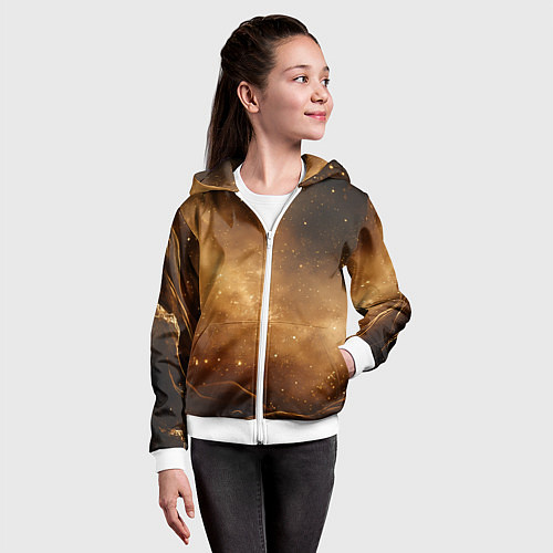 Детская толстовка на молнии Песочный фон со звездами / 3D-Белый – фото 4