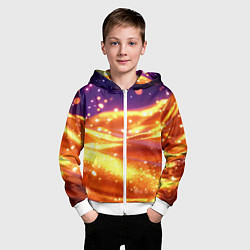 Толстовка на молнии детская Золотая волнистая текстура, цвет: 3D-белый — фото 2