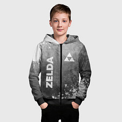 Толстовка на молнии детская Zelda - grey gradient вертикально, цвет: 3D-черный — фото 2