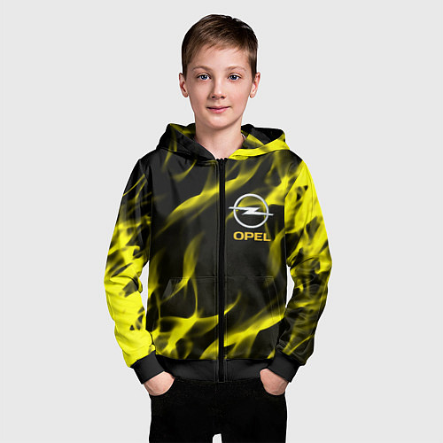 Детская толстовка на молнии Opel огненный стиль / 3D-Черный – фото 3