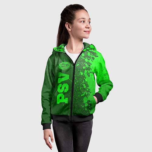 Детская толстовка на молнии PSV - green gradient по-вертикали / 3D-Черный – фото 4