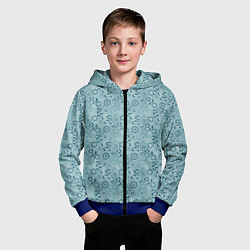 Толстовка на молнии детская Бирюзовый деревенский узор ретро, цвет: 3D-синий — фото 2