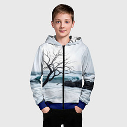 Толстовка на молнии детская Дерево в море, цвет: 3D-синий — фото 2