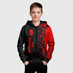 Толстовка на молнии детская Rainbow Six - red gradient по-вертикали, цвет: 3D-черный — фото 2