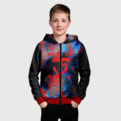 Толстовка на молнии детская Doom космическая абстракция, цвет: 3D-красный — фото 2