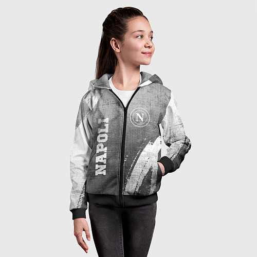 Детская толстовка на молнии Napoli - grey gradient вертикально / 3D-Черный – фото 4