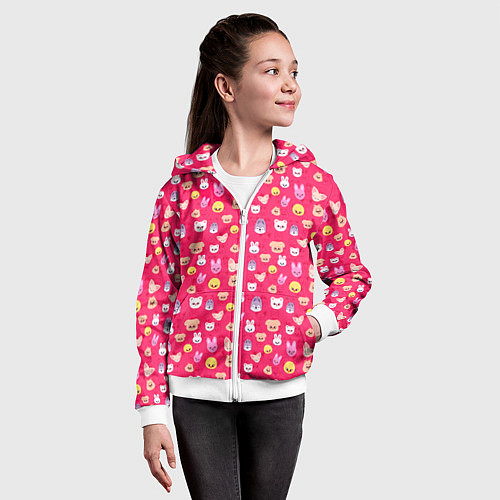 Детская толстовка на молнии Skzoo pattern pink / 3D-Белый – фото 4