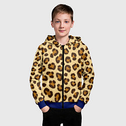 Толстовка на молнии детская Паттерн с пятнами леопарда, цвет: 3D-синий — фото 2