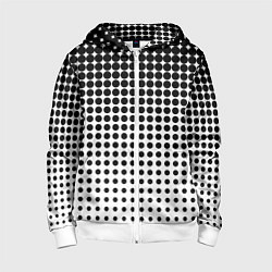 Толстовка на молнии детская Черно-белый паттерн, цвет: 3D-белый