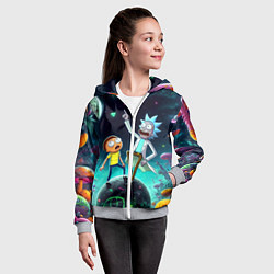 Толстовка на молнии детская Рик и Морти на планете сказочных грибов, цвет: 3D-меланж — фото 2