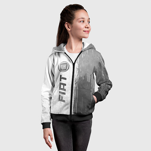Детская толстовка на молнии Fiat - white gradient по-вертикали / 3D-Черный – фото 4