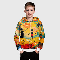 Толстовка на молнии детская Радостные солнечные человечки, цвет: 3D-белый — фото 2