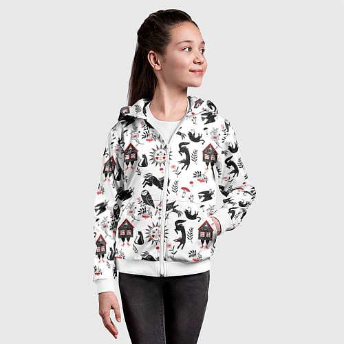 Детская толстовка на молнии Русские сказки / 3D-Белый – фото 4
