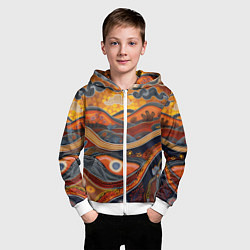 Толстовка на молнии детская Горы и холмы в виде узоров, цвет: 3D-белый — фото 2