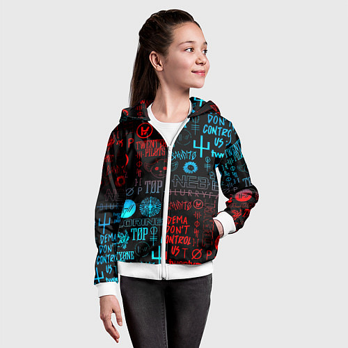 Детская толстовка на молнии Twenty one pilots rock pattern / 3D-Белый – фото 4