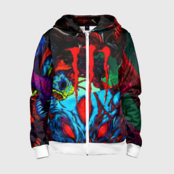 Толстовка на молнии детская Monster energy hyperbeast, цвет: 3D-белый