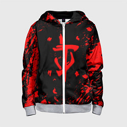 Толстовка на молнии детская Doom красные краски, цвет: 3D-меланж