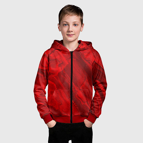 Детская толстовка на молнии Красный камень абстракция / 3D-Красный – фото 3