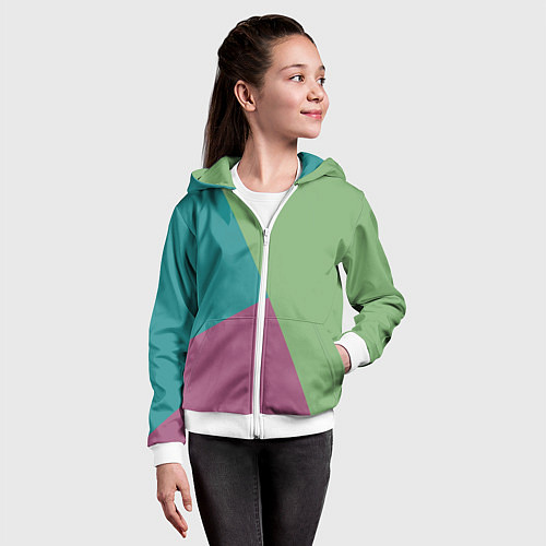 Детская толстовка на молнии Сине-зелёно-розовый тёмный трёхцветный / 3D-Белый – фото 4