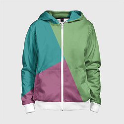 Детская толстовка на молнии Сине-зелёно-розовый тёмный трёхцветный