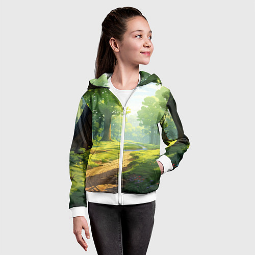 Детская толстовка на молнии Fabulous forest / 3D-Белый – фото 4