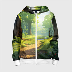Толстовка на молнии детская Fabulous forest, цвет: 3D-белый