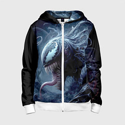 Толстовка на молнии детская Морда Венома в профиль - фильм, цвет: 3D-белый