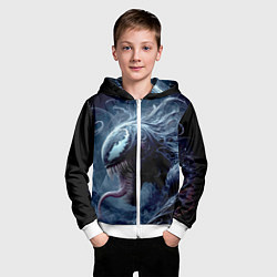 Толстовка на молнии детская Морда Венома в профиль - фильм, цвет: 3D-белый — фото 2