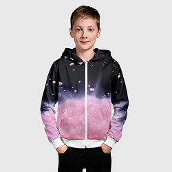 Толстовка на молнии детская Розовая текстура с лепестками, цвет: 3D-белый — фото 2