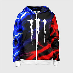 Толстовка на молнии детская Monster energy молнии неон, цвет: 3D-белый