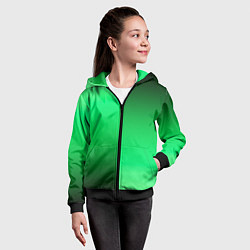 Толстовка на молнии детская Чёрно-зелёный градиент пополам, цвет: 3D-черный — фото 2